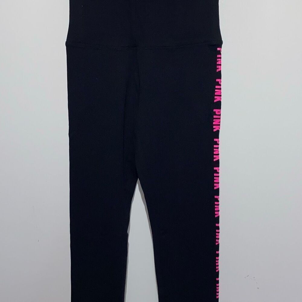 Victoria's Secret PINK High Waist Full Length Leggings Black Pink Logo XS NWT